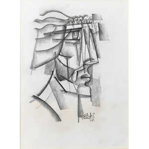 Mansoor Rahi, 20 x 14 Inch, Charcoal On Paper, Figurative Painting, AC-MSR-171
